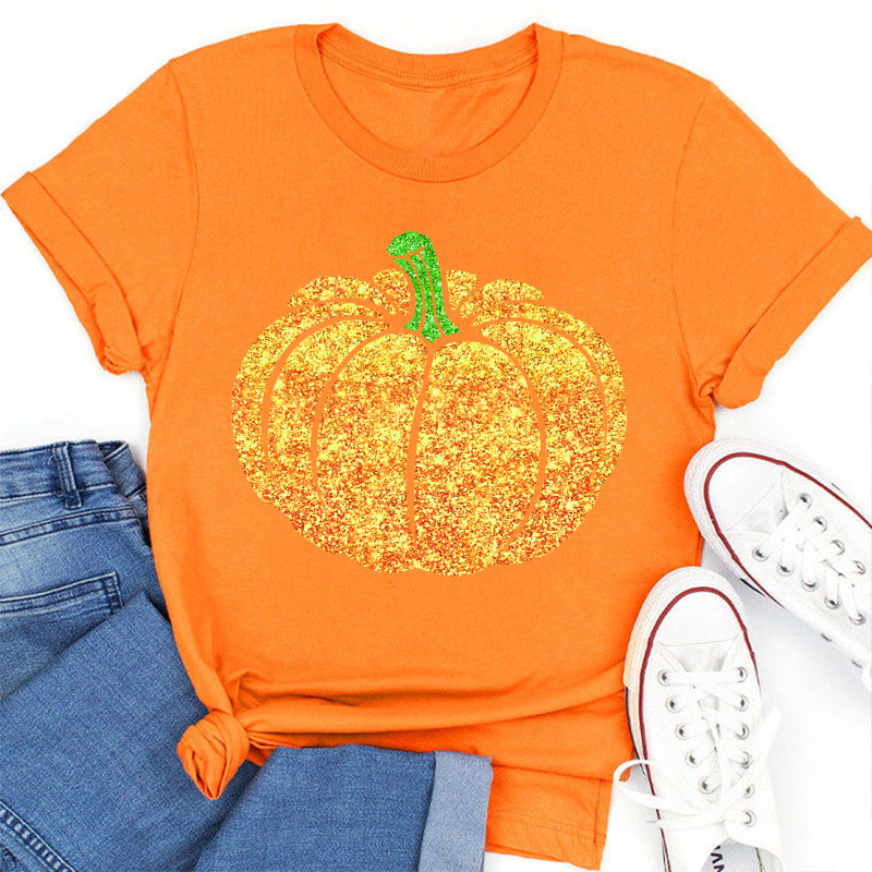 Glitter Fall Festive Pumpkins Teacher T-Shirt