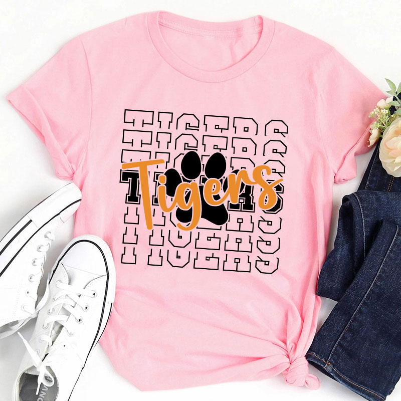 Personalized  Mascot And Paw Go Warriors Teacher T-Shirt