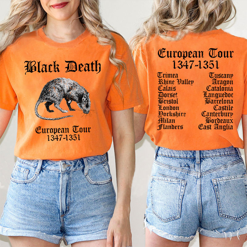Black Death European Tour Teacher Two Sided T-Shirt
