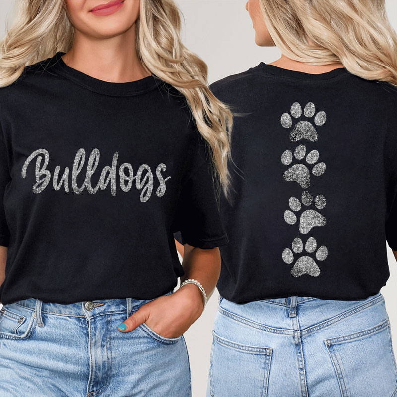 Personalized Mascot And Paw Game Day Teacher Two Sided T-Shirt