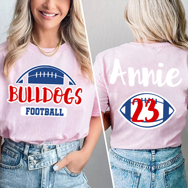Personalized Mascot Sport Your Name And Number Game Day Teacher Two Sided T-Shirt