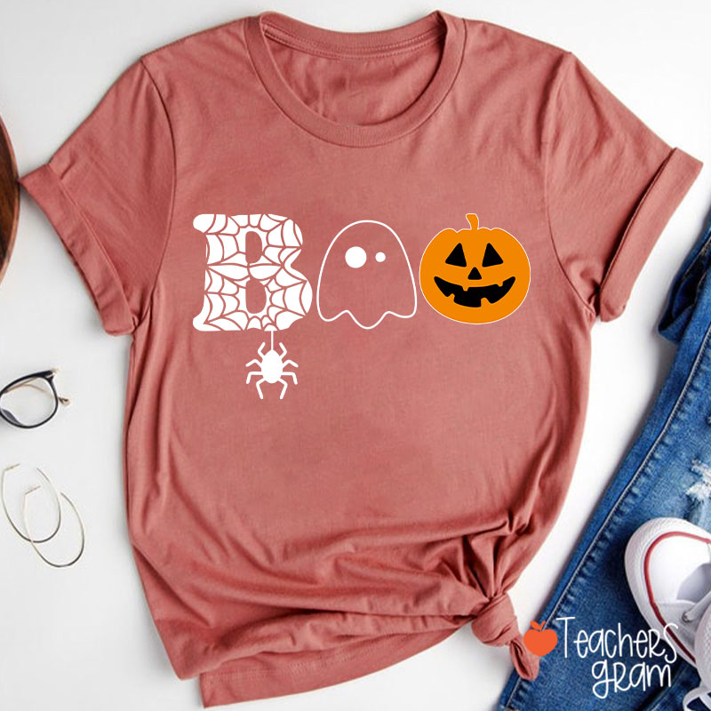 Boo Spider Pumpkin Ghost Teacher T-Shirt
