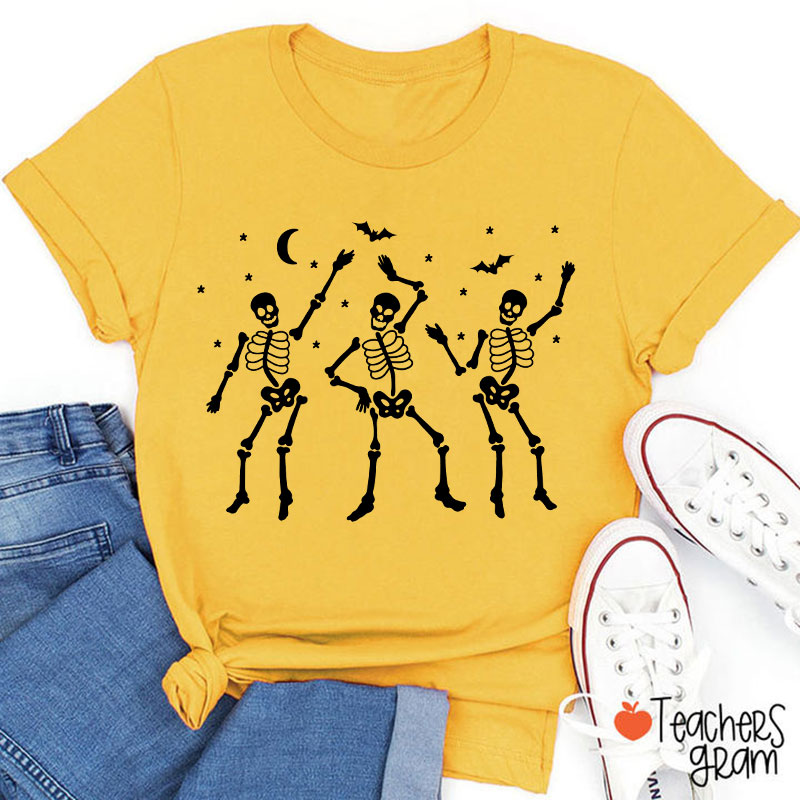 Dance Skeleton Bat Halloween Teacher T-Shirt