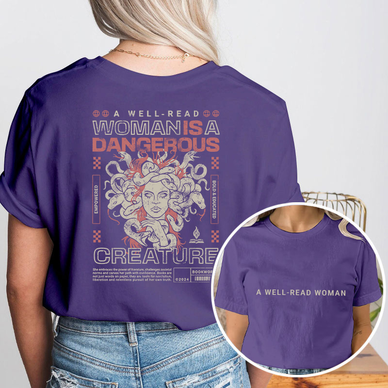 A Well Read Woman Teacher Two Sided T-Shirt