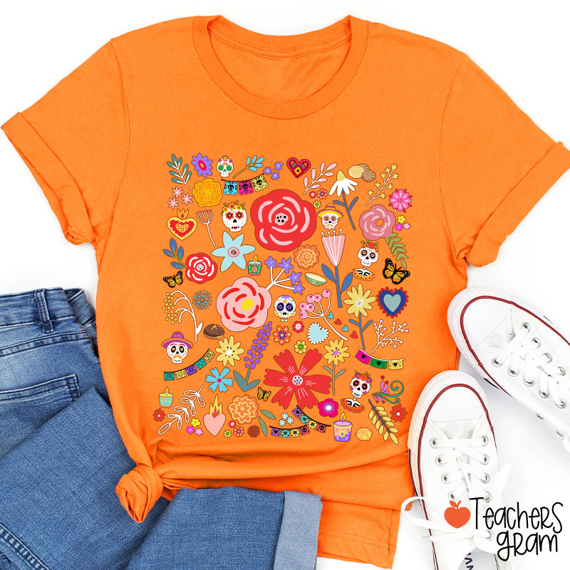 Dia De Los Muertos Mexican Art Spanish Teacher T-Shirt