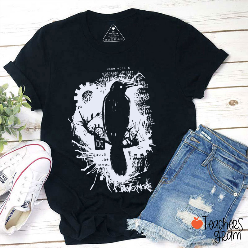 Nevermore Raven Halloween Teacher T-Shirt