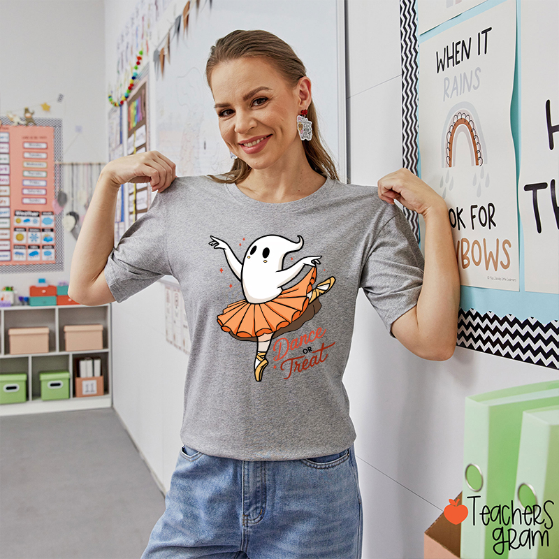 Dance Or Treat Ghost Halloween Teacher T-Shirt