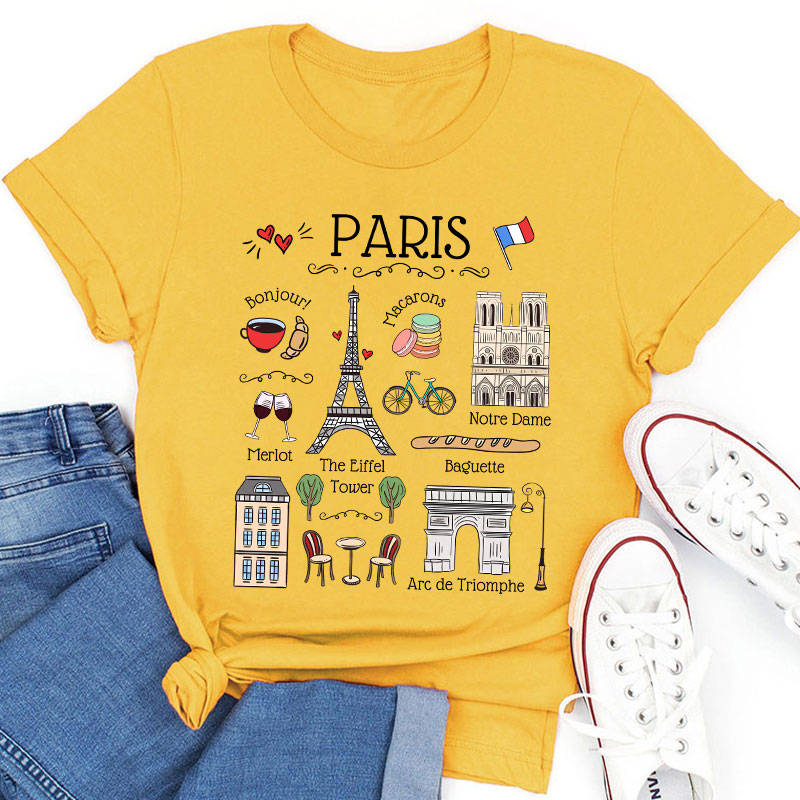 Eiffel Tower French Landmarks French Teacher T-Shirt