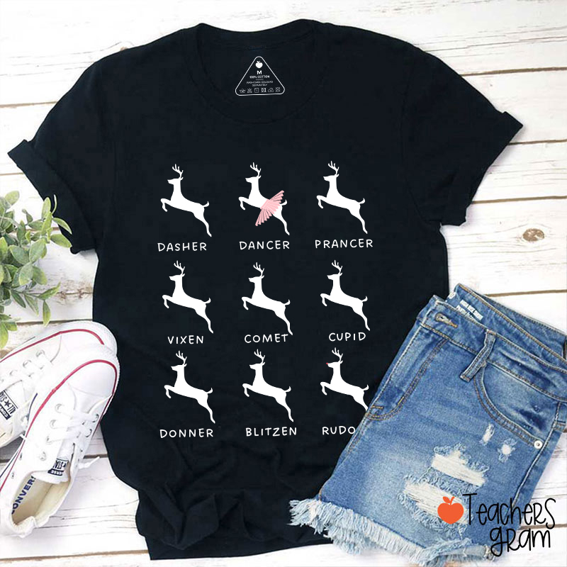 Dancing Reindeer Teacher T-Shirt
