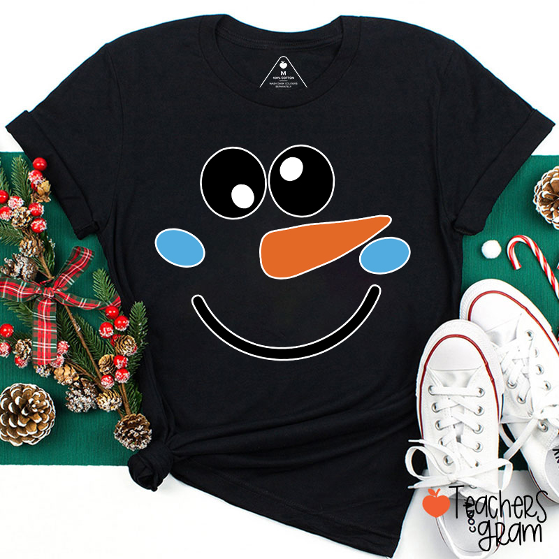 Personalized Cute Snowman Face Teacher T-Shirt