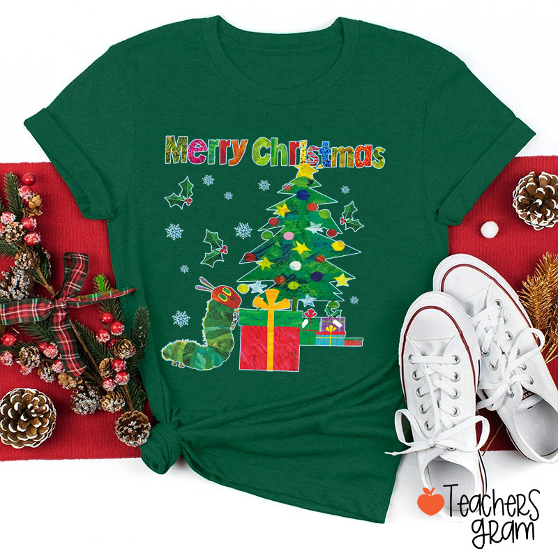Very Hungry Caterpillar Merry Christmas Teacher T-Shirt