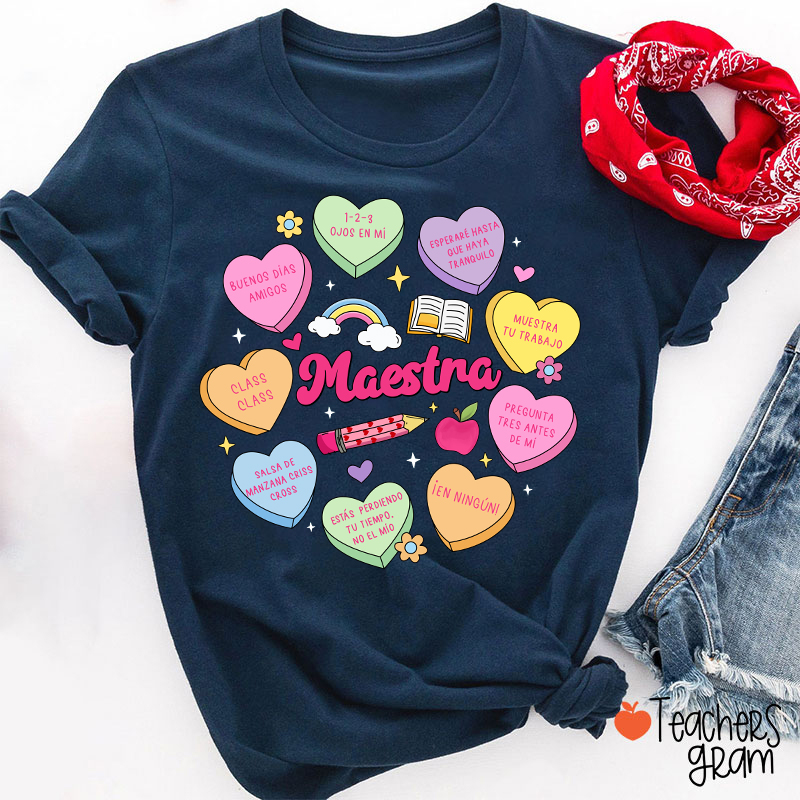 Maestra Love Encourage Spanish Teacher T-Shirt