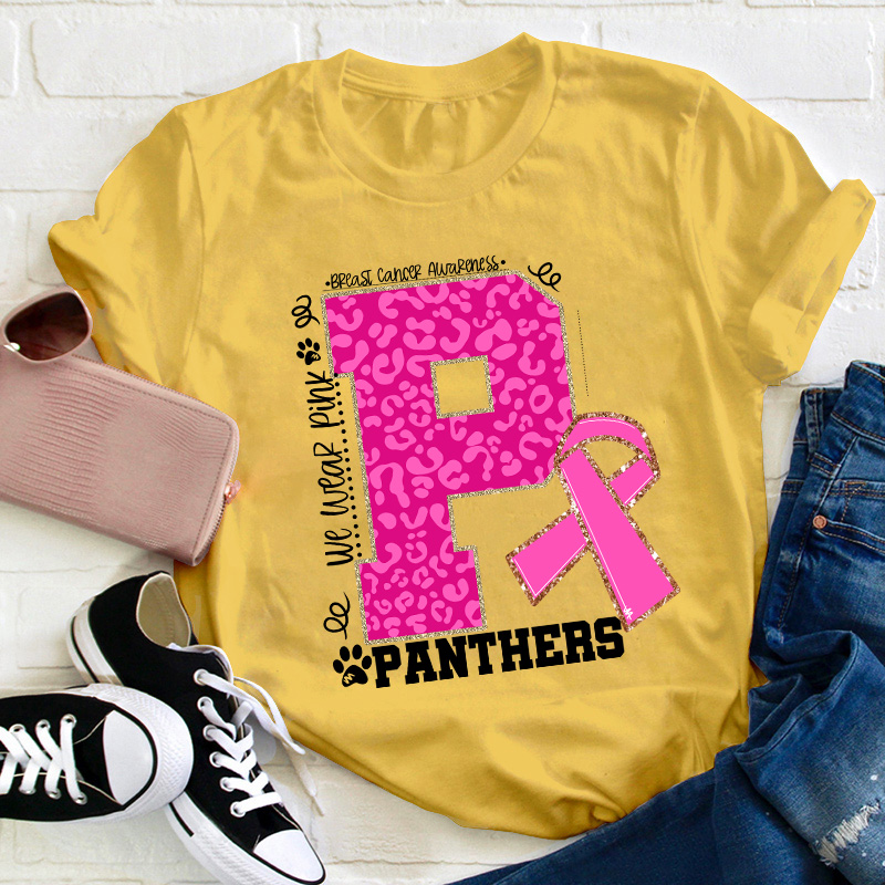 Personalized We Wear Pink Breast Cancer Teacher T-Shirt