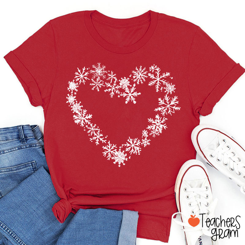 Snowflakes Heart Teacher T-Shirt