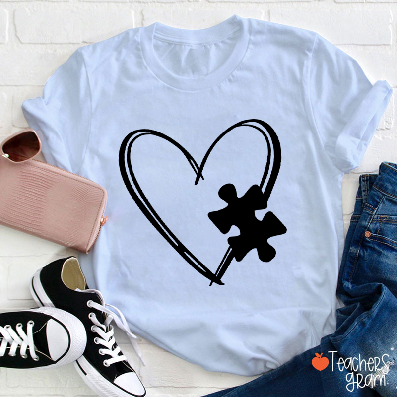 Love Autism Puzzle Teacher T-Shirt