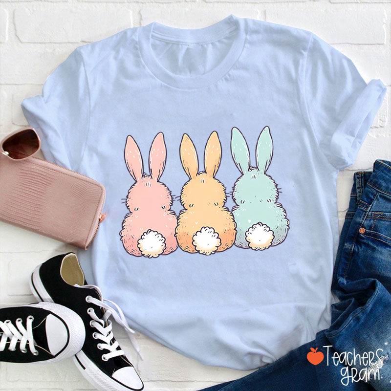 Three Cute Bunnies Teacher T-Shirt