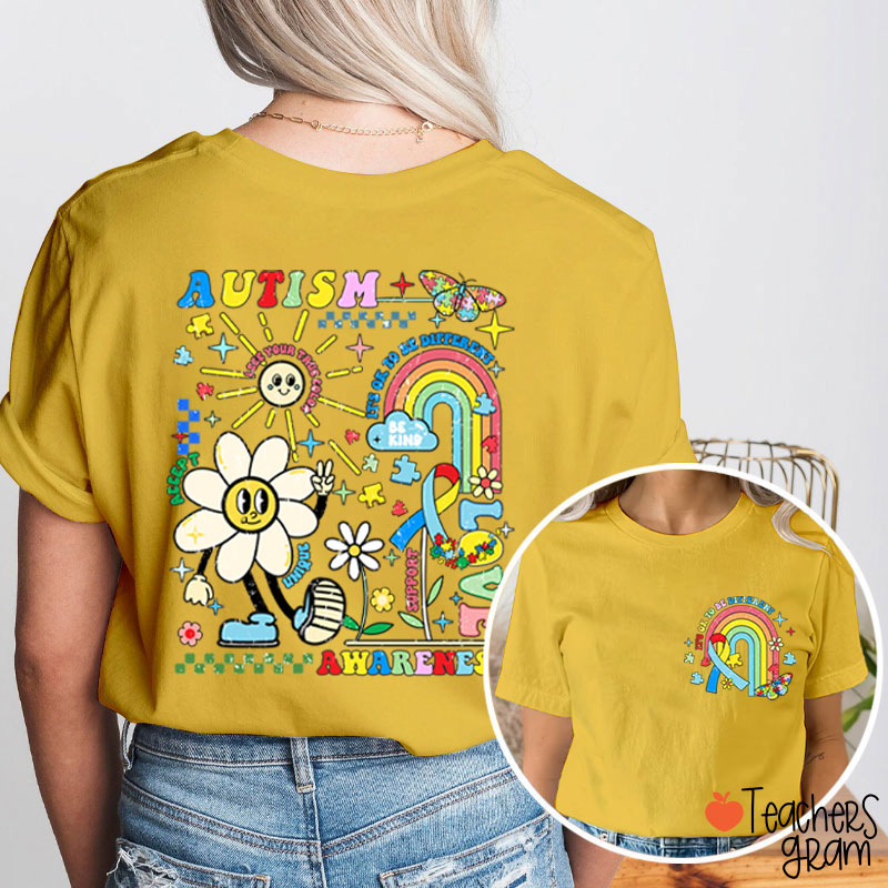 It's Ok To Be Different Autism Teacher Two Sided T-Shirt
