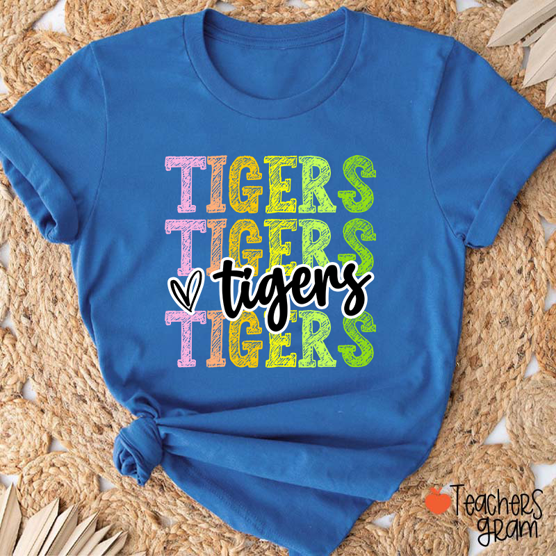Personalized Mascot Graffiti Font School Spirit Teacher T-Shirt