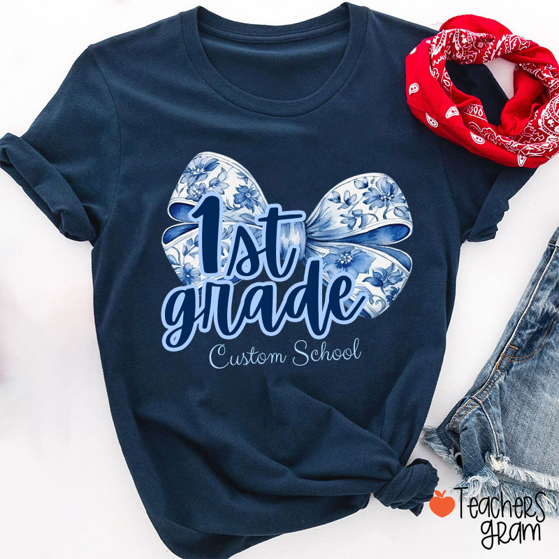 Personalized Bow Tie And Swash Teacher T-Shirt