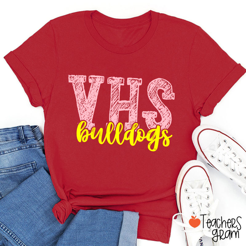 Personalized Mascot And School Name Initials Graffiti Fonts Teacher T-Shirt