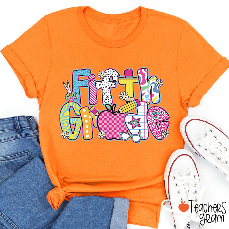 Personalized Grade Apple First Day Teacher T-Shirt