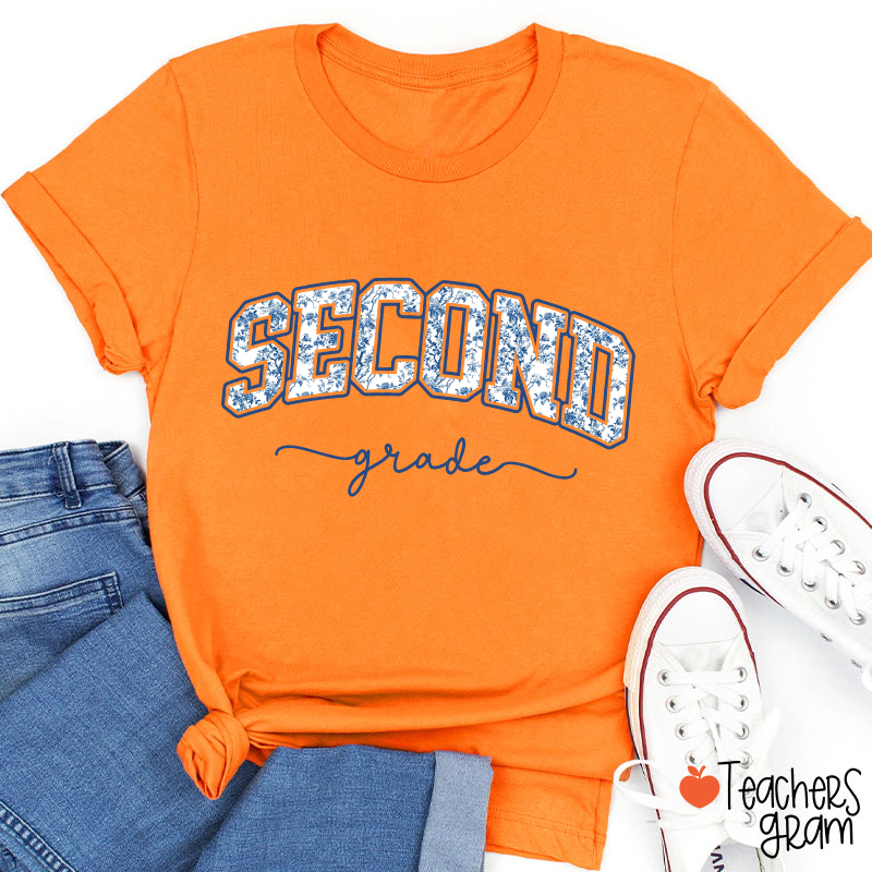 Personalized Grade Blue And White Porcelain Teacher T-Shirt