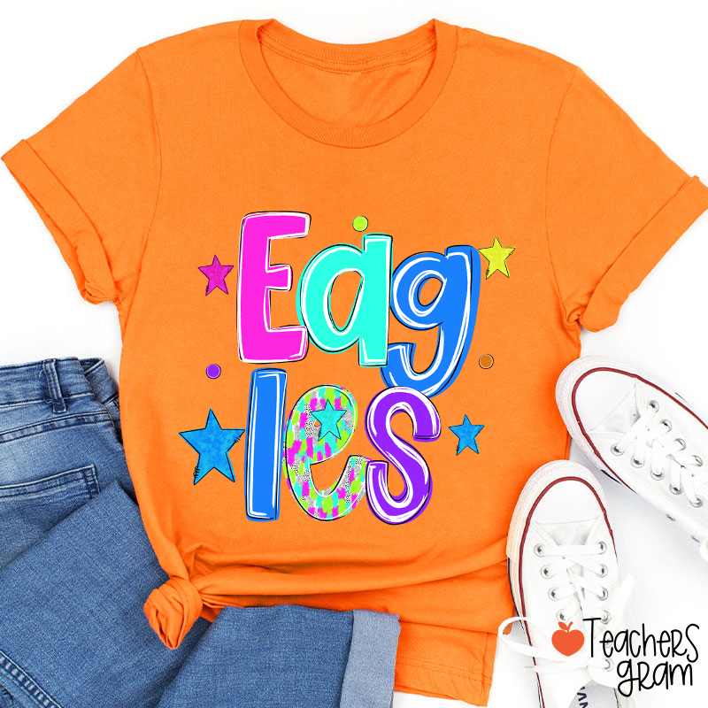 Personalized Mascot Colorful Font Sart Polka Dots Teacher T-Shirt