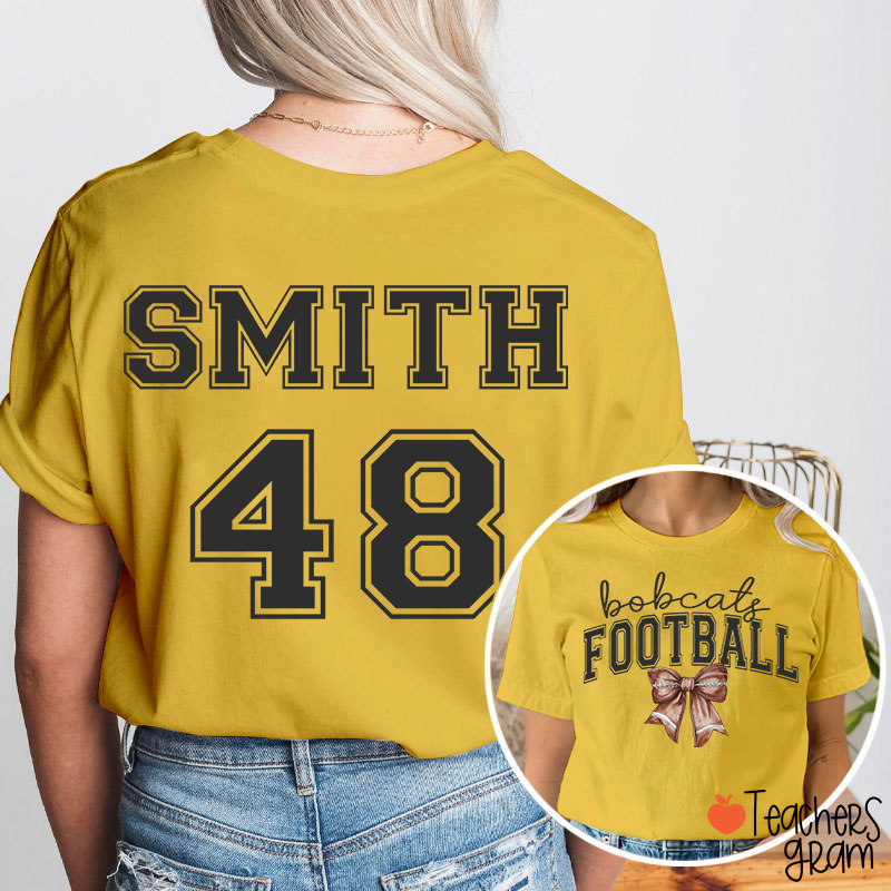 Personalized Mascot And Sport Bow Game Day Teacher Two Sided T-Shirt