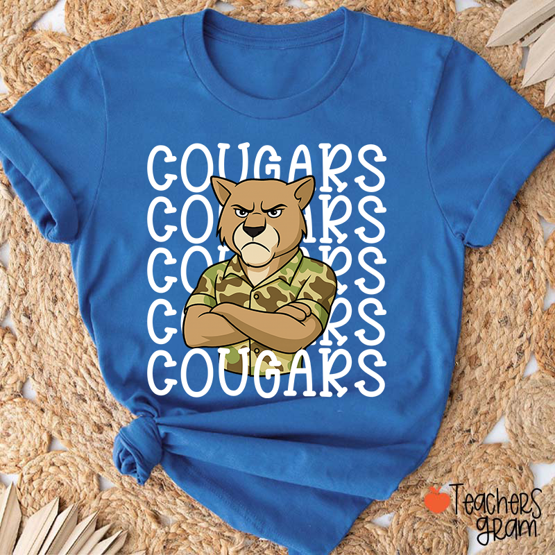Personalized Mascot Camouflage School Spirit Teacher T-Shirt