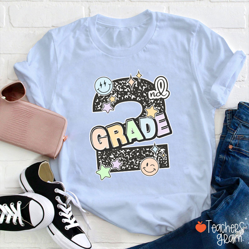 Personalized Grade Smiley Star Teacher T-Shirt