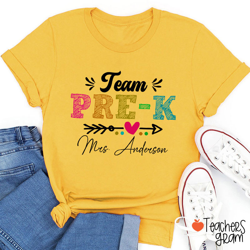 Personalized Team Name Arrow Heart Teacher T-Shirt