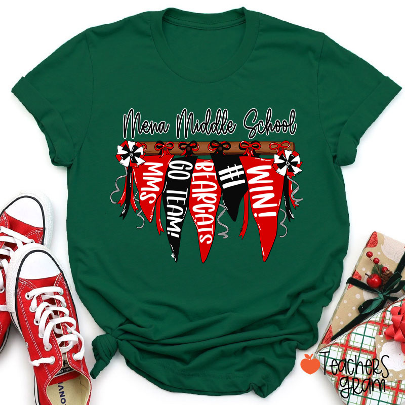 Personalized Mascot Pennant Banner Flag Teacher T-Shirt