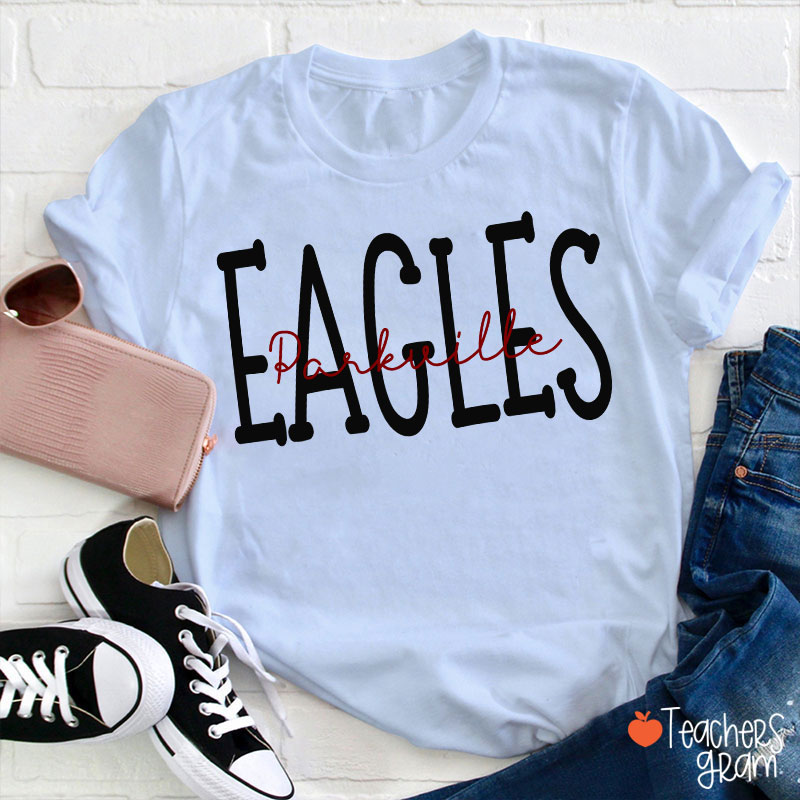 Personalized Mascot School Spirit Simple Contrasting Color Design Teacher T-Shirt