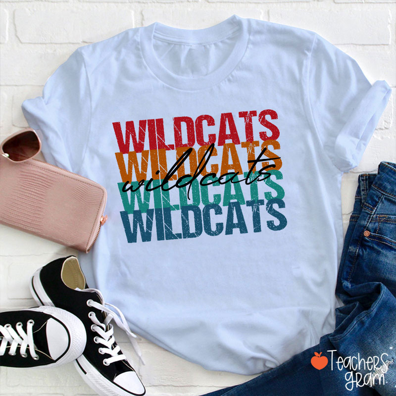 Personalized Mascot Retro Distressed School Spirit Teacher T-Shirt
