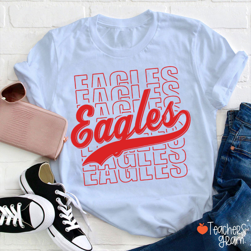 Personalized Mascot Stacked Typography School Spirit Teacher T-Shirt