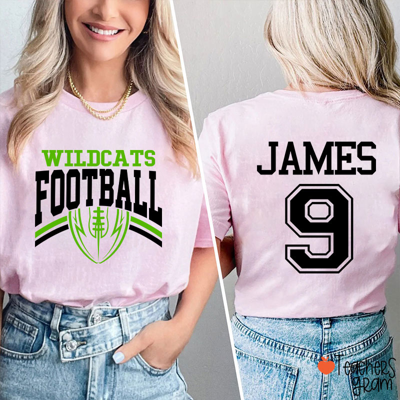 Personalized Mascot Football Game Day Teacher Two Sided T-Shirt