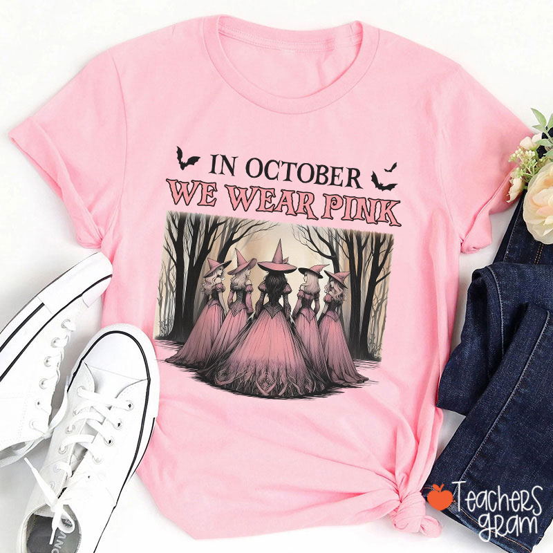 October Pink Witches Teacher T-Shirt