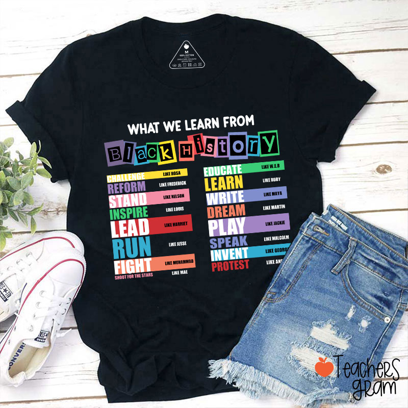 What We Learn From Black History Teacher T-Shirt