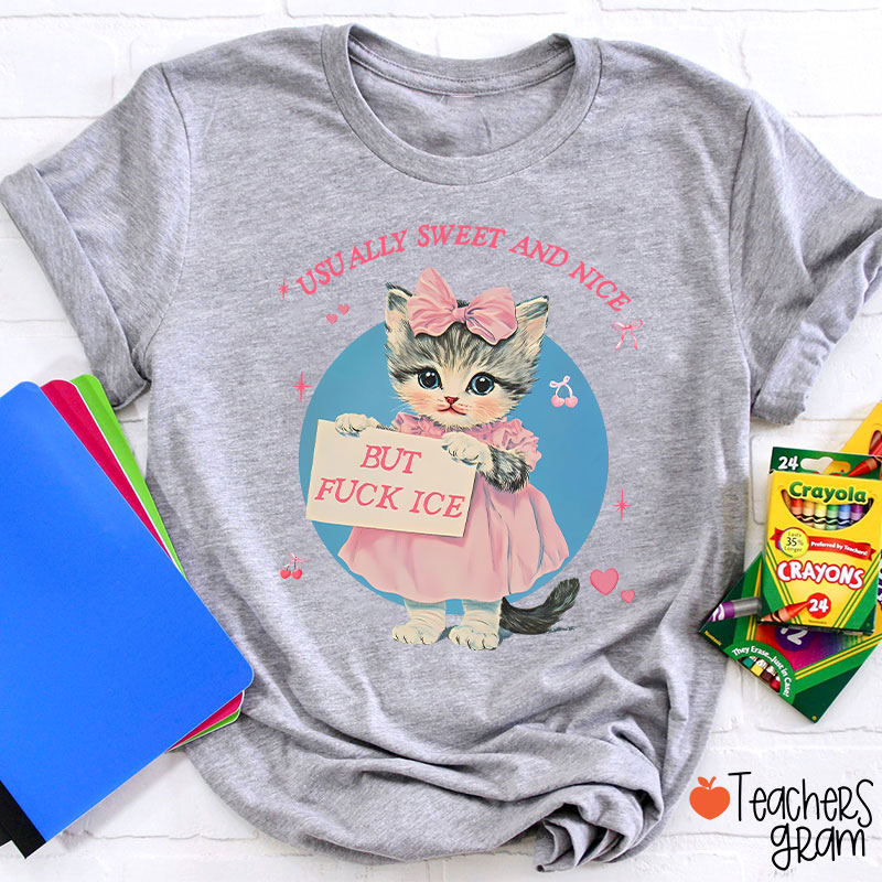 Usually Sweet And Nice But Fuck Ice Teacher T-Shirt