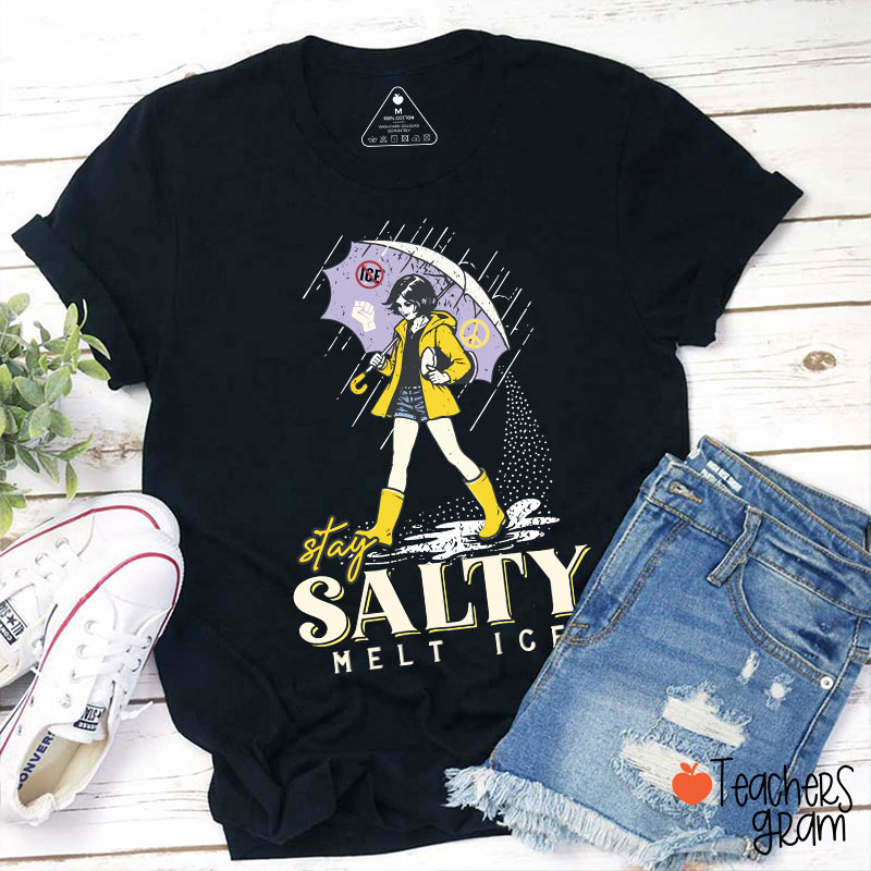 Subtle Anti Ice Stay Salty Protest Teacher T-Shirt