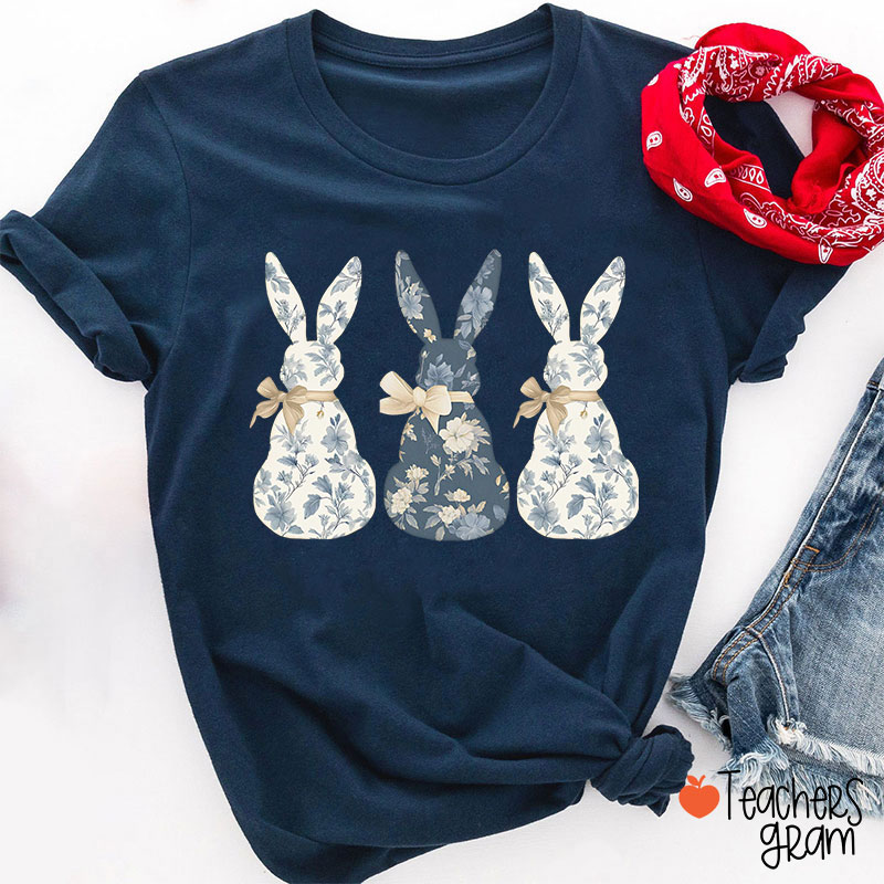 Coquette Bow Easter Bunny Teacher T-Shirt