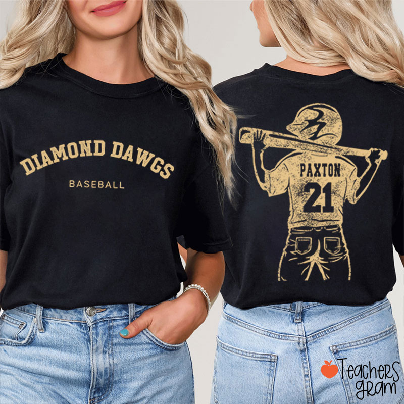 Personalized Baseball Mom Teacher Two Sided T-Shirt