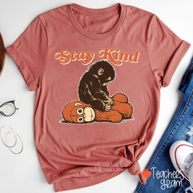 Punch Monkey Stay Kind Teacher T-Shirt