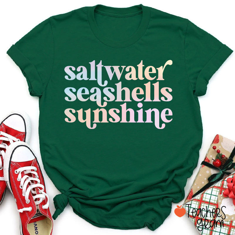 Saltwater Seashells Sunshine Teacher T-Shirt