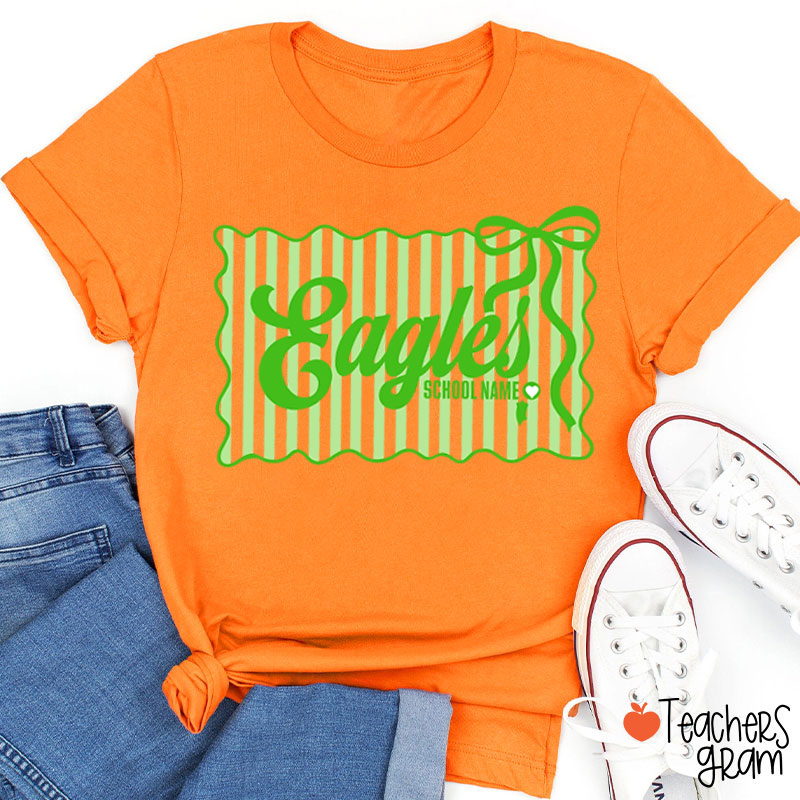 Personalized Retro Stripe Cheer Team Teacher T-Shirt