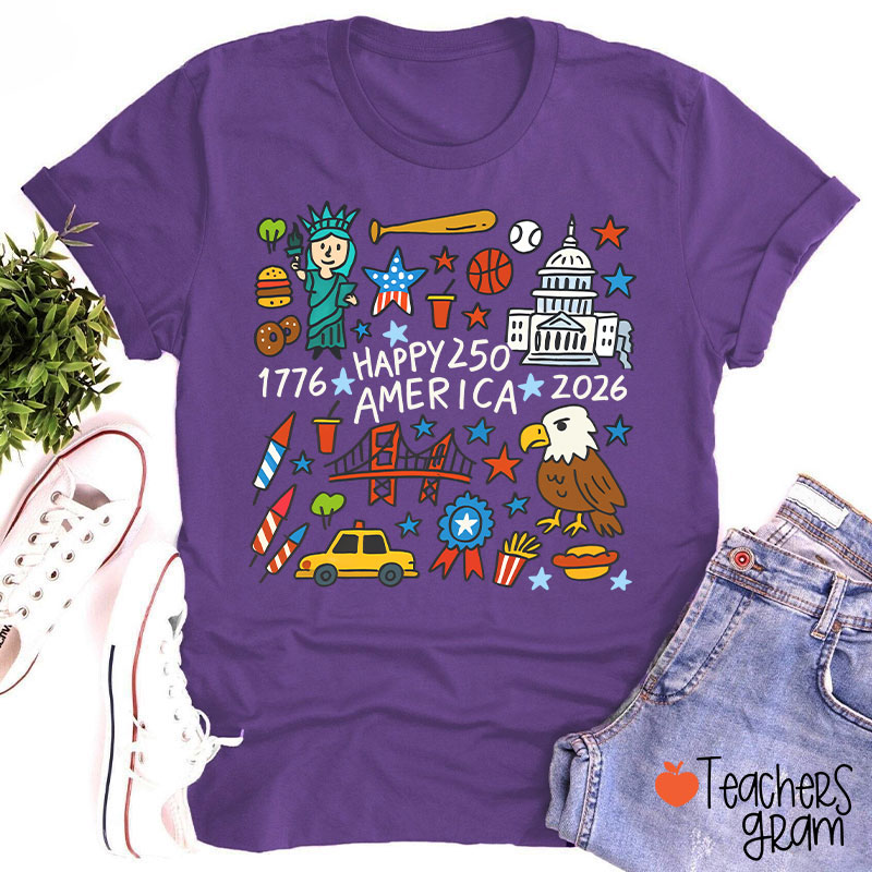  America 250th Anniversary Teacher T-Shirt