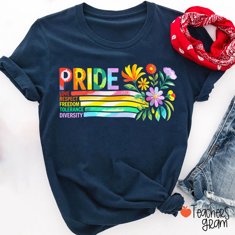 Pride Love Respect Freedom Tolerance Diversity Teacher T-Shirt