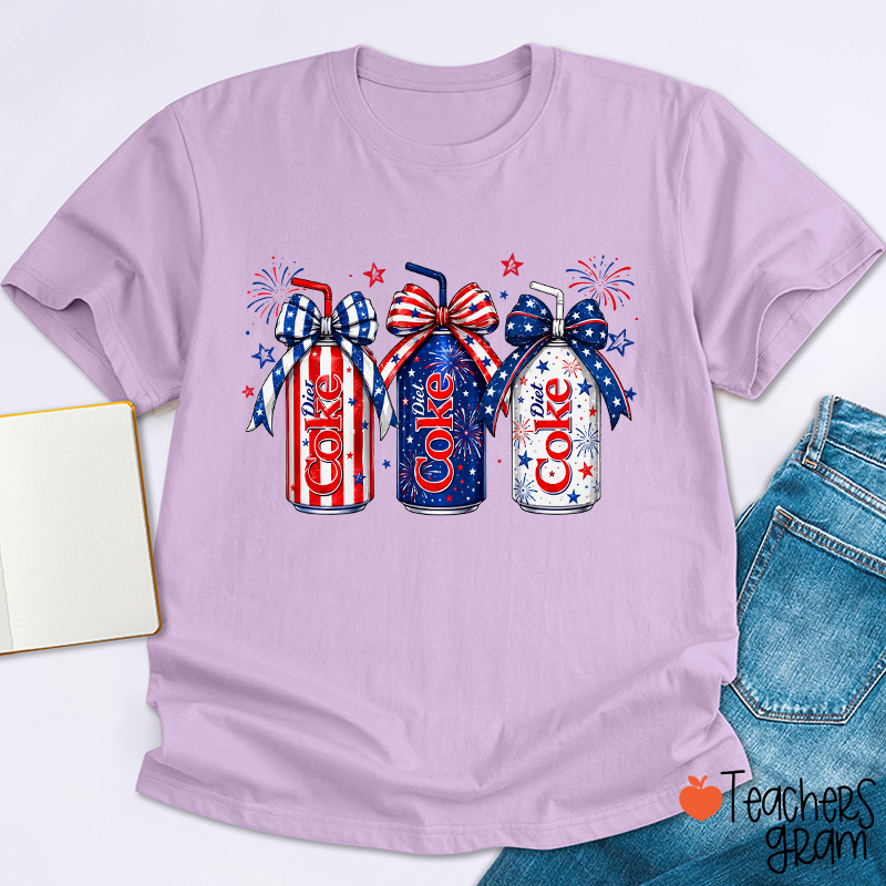4th Of July Coquette Bow Coke Lover Teacher T-Shirt