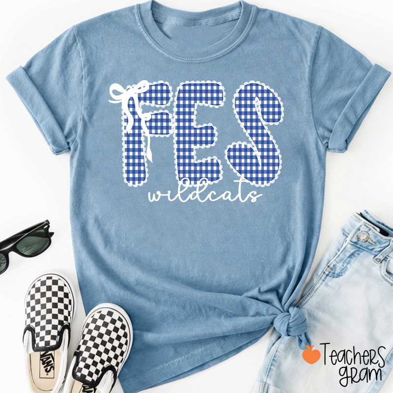 Personalized Gingham School Spirit Teacher T-Shirt