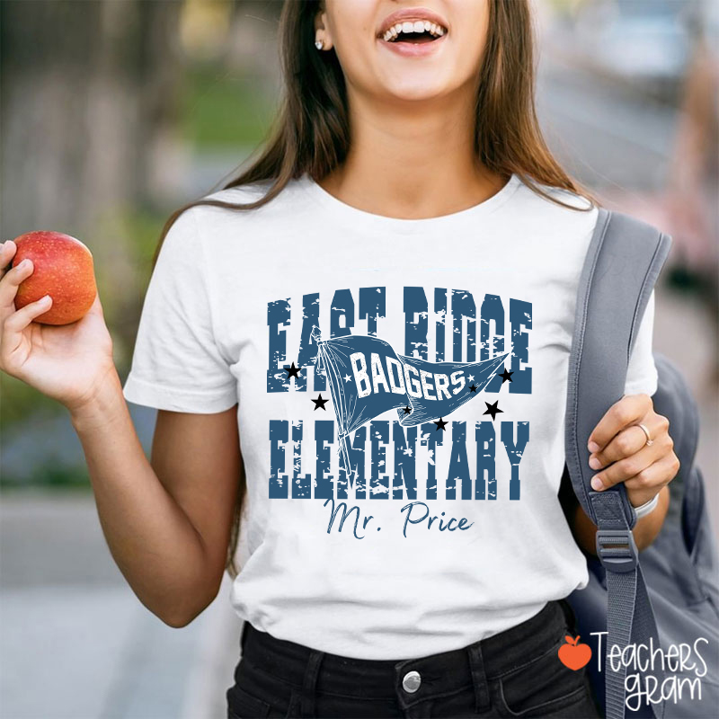Personalized School Mascot Pennant Flag Teacher T-Shirt